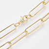 Brass Flat Oval Paperclip Chain Necklace Making MAK-S072-08B-G-1