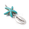 7Pcs 7 Styles Dyed Synthetic Turquoise Starfish & Alloy Sea Animals Pendants PALLOY-JF03752-01-4