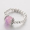 Two Tone Natural Jade Stretch Finger Rings RJEW-JR00152-2