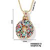 Brass Pave Colorful Cubic Zirconia Letter Pendant Box Chain Necklaces NU0575-15-1
