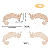 4Pcs Feather Rubber Wooden Carved Decor Applique WOOD-FH0001-83-6