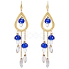 Natural Quartz Crystal Teardrop & Lampwork Mushroom Chandelier Earrings EJEW-SW00018-01-1