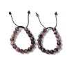 10mm Round Natural Rhodonite Braided Bead Bracelets BJEW-C067-01C-13-1