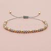 Glass & Brass Round Beads Braided Bead Bracelets RD6595-14-1