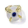 Lampwork Evil Eye Open Cuff Ring RJEW-M147-01LG-06-3