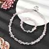 Natural Rose Quartz Chips Beaded Necklace & Stretc Bracelet SJEW-JS01281-02-5