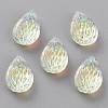 Embossed Glass Rhinestone Pendants GLAA-J101-05A-001AB-1