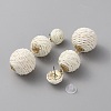 Raffia Grass Round Ball Dangle Stud Earrings EJEW-WH0009-73B-2