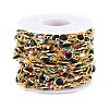 Handmade Brass Glass Flat Round Link Chains CHC-D031-07G-3
