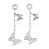Brass Micro Pave Clear Cubic Zirconia Double Butterfly European Dangle Charms KK-H257-04P-1