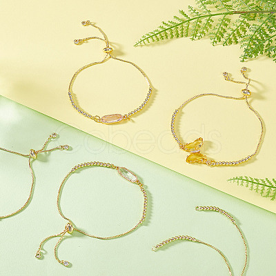 12Pcs Brass Beaded Slider Bracelets MAK-GA0001-02-1