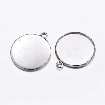 Tarnish Resistant 304 Stainless Steel Pendant Cabochon Settings X-STAS-K146-054-25mm-1