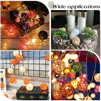 15Pcs 3 Colors Wicker Rattan Balls AJEW-SC0004-25A-1