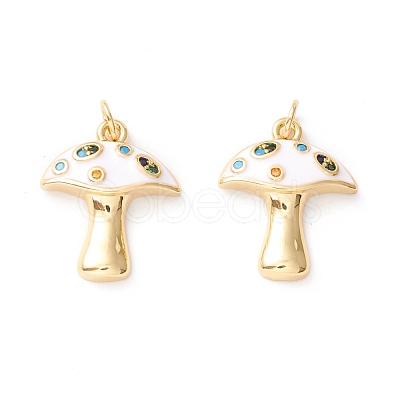 Autumn Theme Rack Plating Brass Micro Pave Colorful Cubic Zirconia Pendants KK-D073-06G-03-1