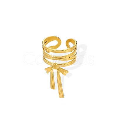 304 Stainless Steel Open Cuff Rings for Women RJEW-U060-01M-G-1