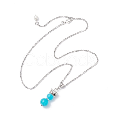 Handmade Glass Beaded Prince with Crown Pendant 304 Stainless Steel Cable Necklaces for Women NJEW-JN05447-03-1