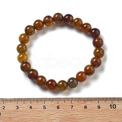 Natural Dyed & Heated Chalcedony Imitation Dragon Veins Agate Beaded Stretch Bracelets for Women Men BJEW-F483-01-1-1
