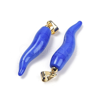 Handmade Lampwork with Brass Pendants KK-Q095-02B-04-1