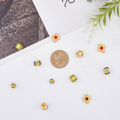 50Pcs 5 Styles Alloy Enamel Beads FIND-DC0002-45-1