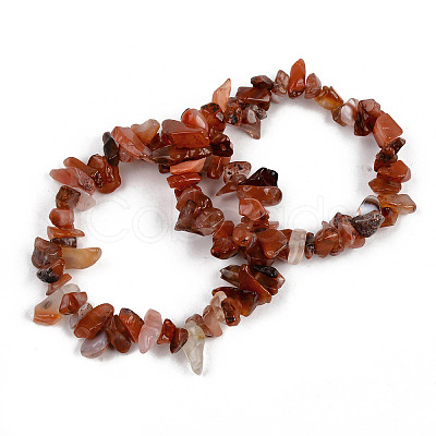 Unisex Chip Natural Carnelian/Red Agate Beaded Stretch Bracelets BJEW-S143-01-1