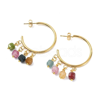 Natural Multicolor Tourmaline  Stud Tassel Earring EJEW-JE07221-1