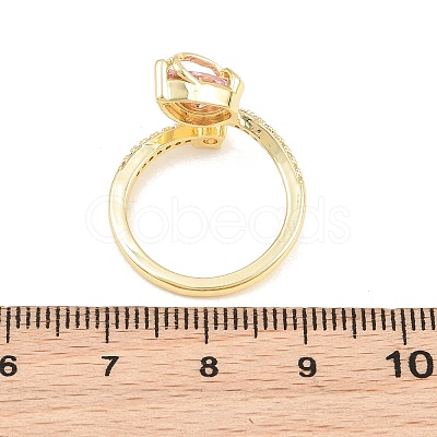 Flower Brass Micro Pave Cubic Zirconia Cuff Open Rings for Women CU-CBA0A21-06A-G-1