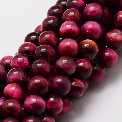 Natural Tiger Eye(Dyed & Heated) Round Beads Strands G-E329-10mm-40D-1