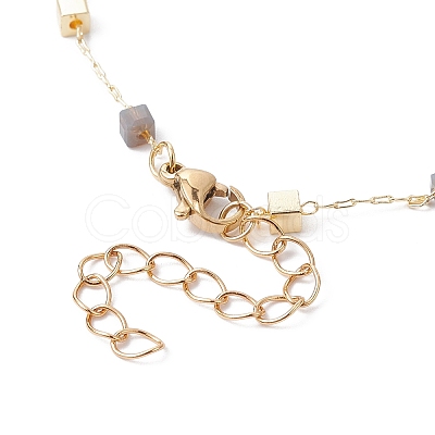Handmade Brass Cube Beaded Link Chain Bracelet Making AJEW-JB01150-40-1