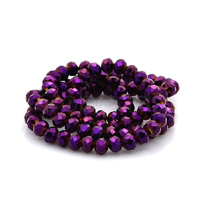 Full Plated Faceted Rondelle Electroplate Glass Beads Strands GLAA-A024D-FP03-1
