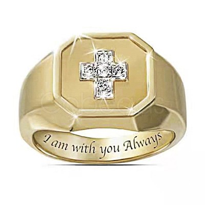 Square with Cross Pattern Alloy with Crystal Rhinestone Finger Rings FS-WG4A2D8-22-1