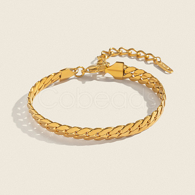 304 Stainless Steel Cuban Link Chain Bracelets for Women LS-TJ2572-1
