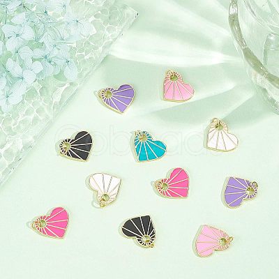 12Pcs 6 Colors Rack Plating Brass Enamel Pendants KK-FH0004-09-1