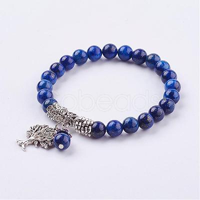 Natural Lapis Lazuli(Dyed) Stretch Bracelets BJEW-F262-A02-1