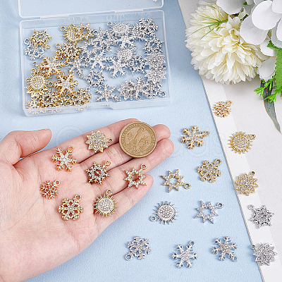 PandaHall Elite 56Pcs 14 Style Alloy Rhinestone Pendants FIND-PH0025-63-1
