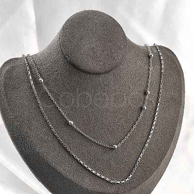 Brass Double Layer Necklaces NJEW-D302-54P-1