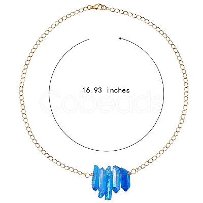 Irregular Natural Quartz Crystal Beads Pendant Necklace for Wonen NJEW-SW00009-1