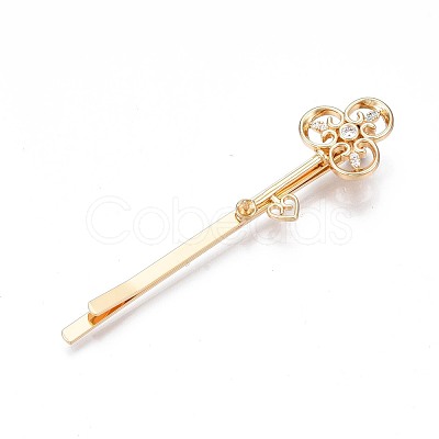 Brass Micro Pave Clear Cubic Zirconia Hair Bobby Pin Findings MAK-N232-002-1