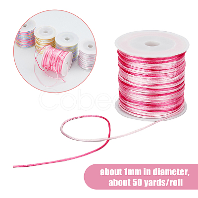 5 Rolls 5 Colors Segment Dyed Nylon Rattail Satin Cords NWIR-FH0001-04B-1