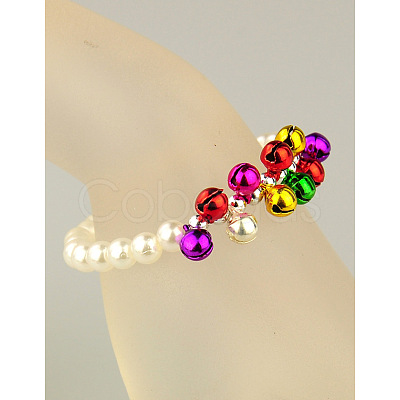Fashion Imitation Acrylic Pearl Stretchy Bracelets for Kids BJEW-JB01056-01-1