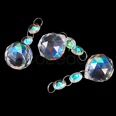3Pcs Crystal Glass Hanging Sun Catcher AJEW-TADJ0001-08C-1