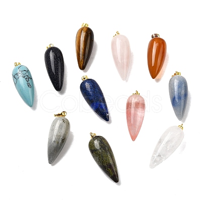 Natural & Synthetic Gemstone Pointed Pendants G-F705-01G-1