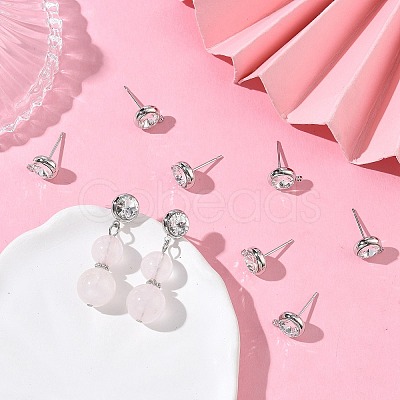SHEGRACE Brass Rhinestone Flat Round Stud Earring Findings XGR0099P-120P-1