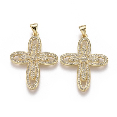 Brass Micro Pave Cubic Zirconia Pendants ZIRC-F115-16G-1