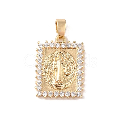 Brass Cubic Zirconia Pendants KK-Z050-01G-02-1