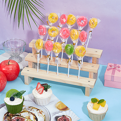 3-Layer Detachable Wood Display Riser Stands for Lollipops Ice Cream ODIS-WH0078-25B-1