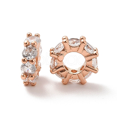 Rack Plating Brass Micro Pave Cubic Zirconia European Beads KK-C010-64-1