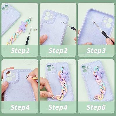 4Pcs 4 Style Acrylic Curb Chain for DIY Mobile Straps AJEW-CA0002-39-1