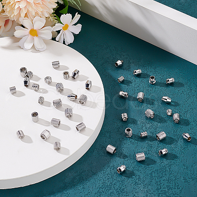 100Pcs 10 Styles 201 Stainless Steel Grooved European Beads STAS-ME0001-73-1