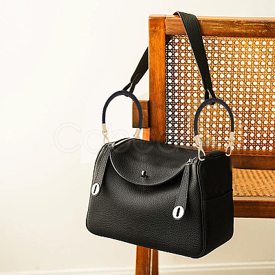 CutHollow 2Pcs Braided Round PU Leather Bag Straps Bag Handles FIND-CL0001-02B-1