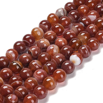 Natural Striped Agate/Banded Agate Beads X1-G-G582-8mm-59-1